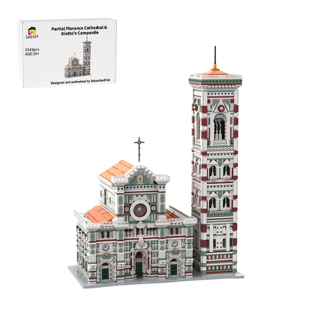 MOC-276345 Partial Cathedral of Florence & Giotto's Campanile Building Blocks-LesDiy-MOC-
