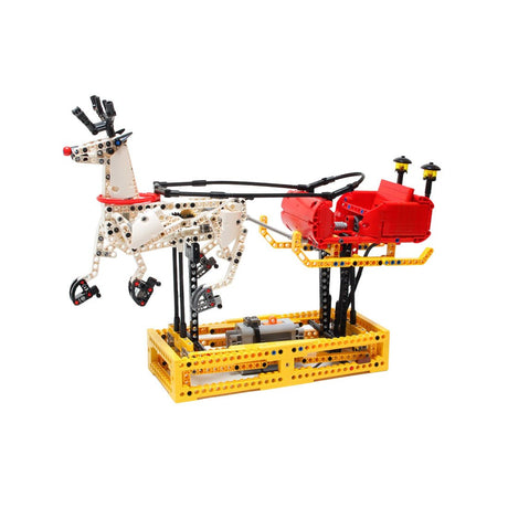 MOC-4121 Motorized Christmas Santa Sleigh & Reindeer Building Blocks-LesDiy-MOC-