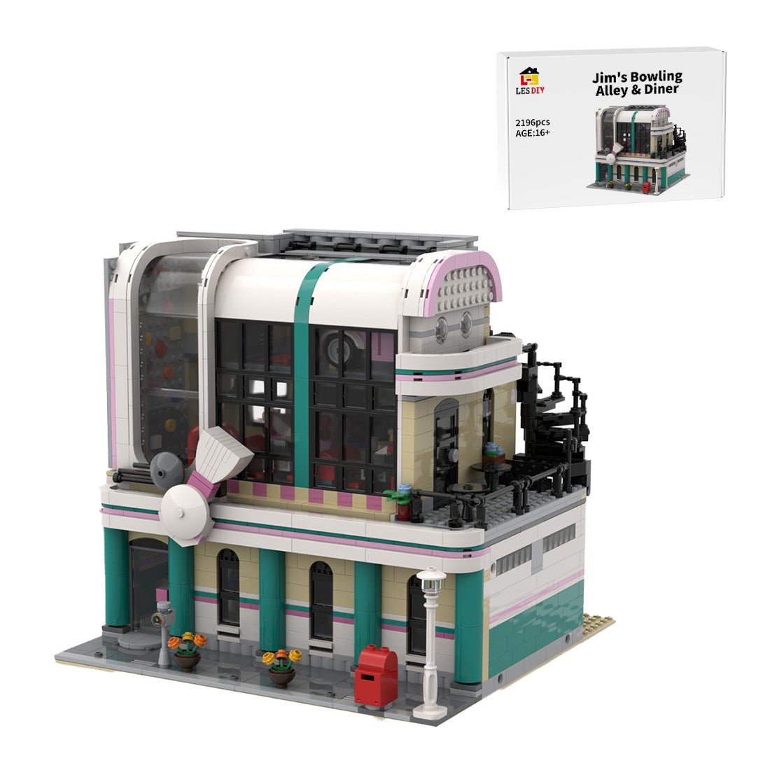 MOC - 58435 Jim's Bowling Alley & Diner - LesDiy - MOC