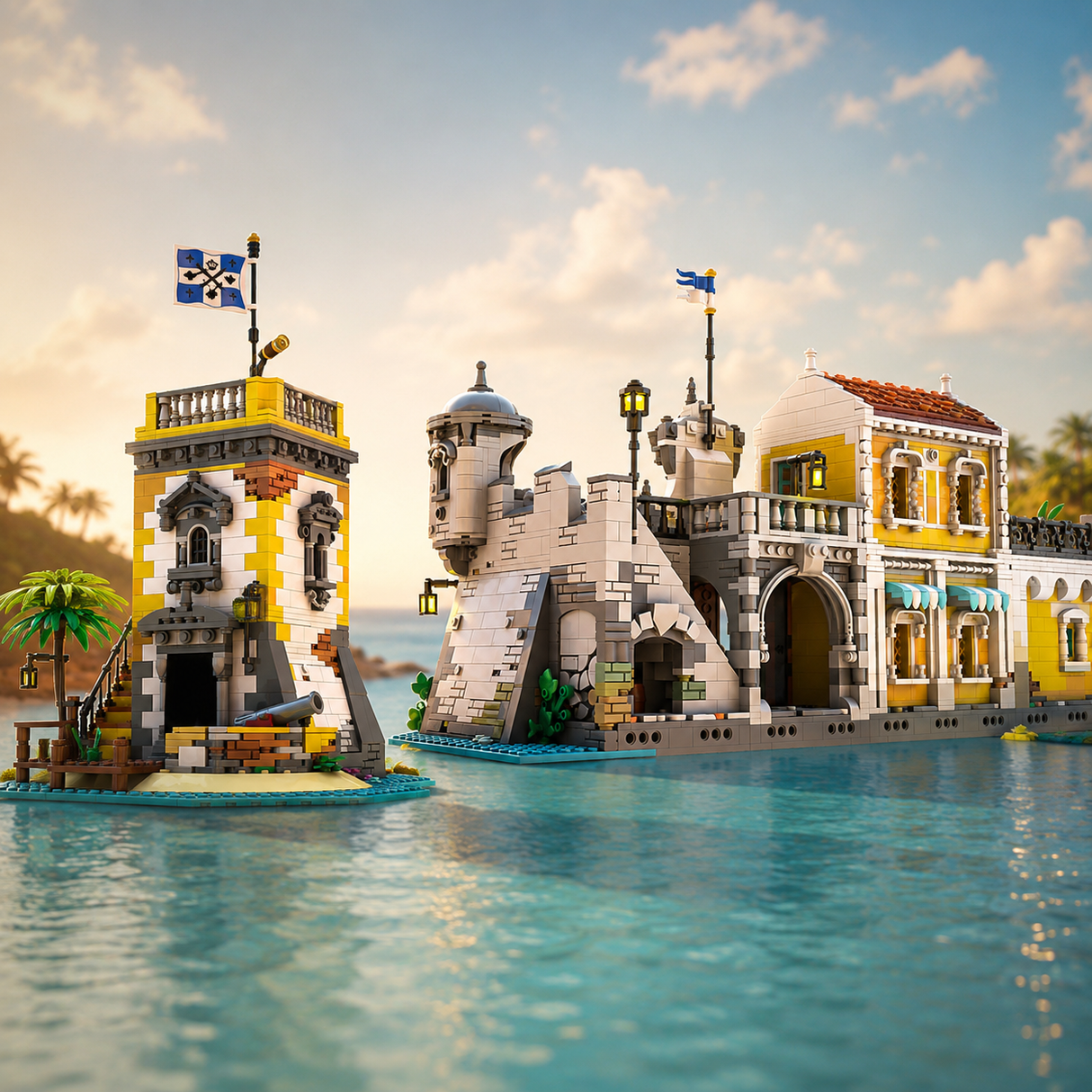 MOC-71657 & MOC-108172 Pirate Harbor Fortress Bundle Building Blocks-LesDiy-MOC-