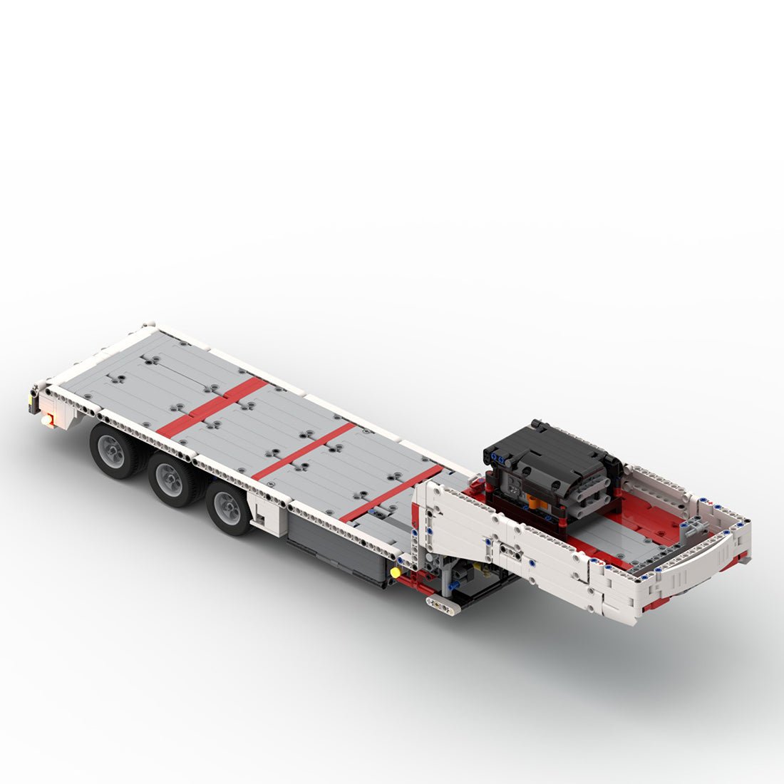 MOC - 78480 Flatbed 3 axle trailer Building Blocks - LesDiy - Crane