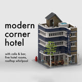 MOC - 93345 Modern Corner Hotel Building Blocks - LesDiy - 