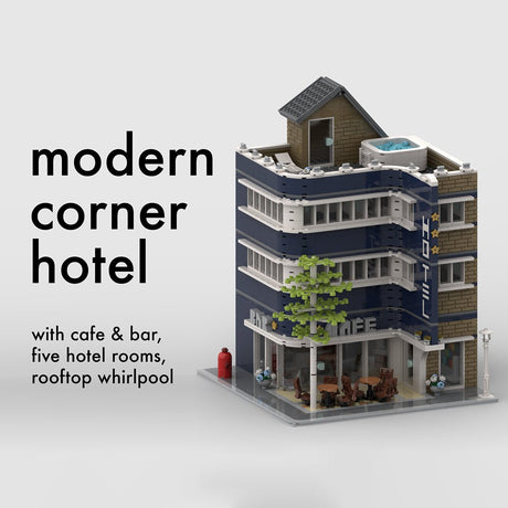 MOC - 93345 Modern Corner Hotel Building Blocks - LesDiy - 