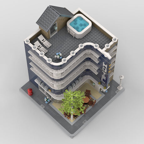 MOC - 93345 Modern Corner Hotel Building Blocks - LesDiy - 