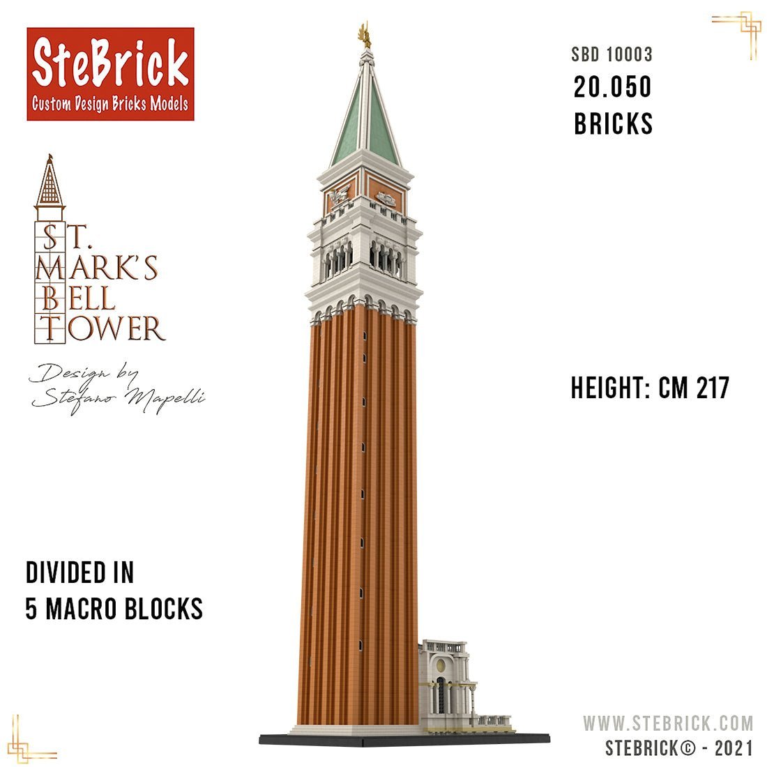 MOC - 99638 1/50 St - Mark's Bell Tower Building Blocks - LesDiy - 