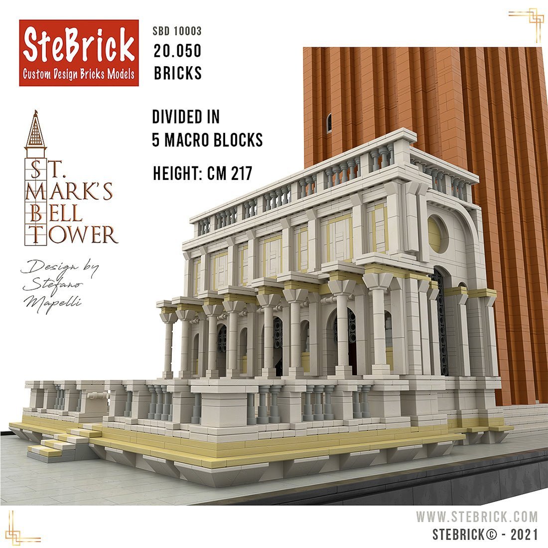 MOC - 99638 1/50 St - Mark's Bell Tower Building Blocks - LesDiy - 