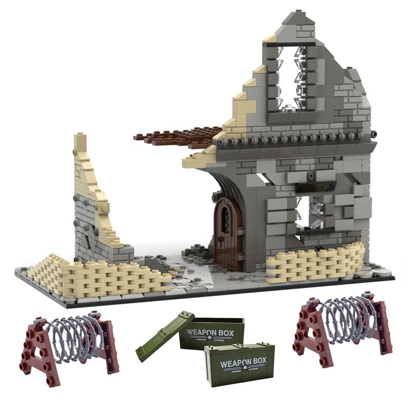 MOC Military Scene - Battle Ruins with Barricades Weapons - LesDiy