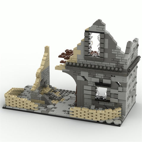 MOC Military Scene - Battle Ruins with Barricades Weapons - LesDiy