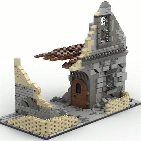 MOC Military Scene - Battle Ruins with Barricades Weapons - LesDiy