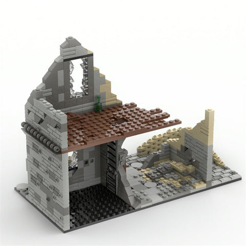MOC Military Scene - Battle Ruins with Barricades Weapons - LesDiy
