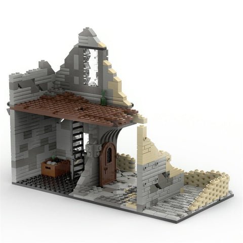 MOC Military Scene - Battle Ruins with Barricades Weapons - LesDiy