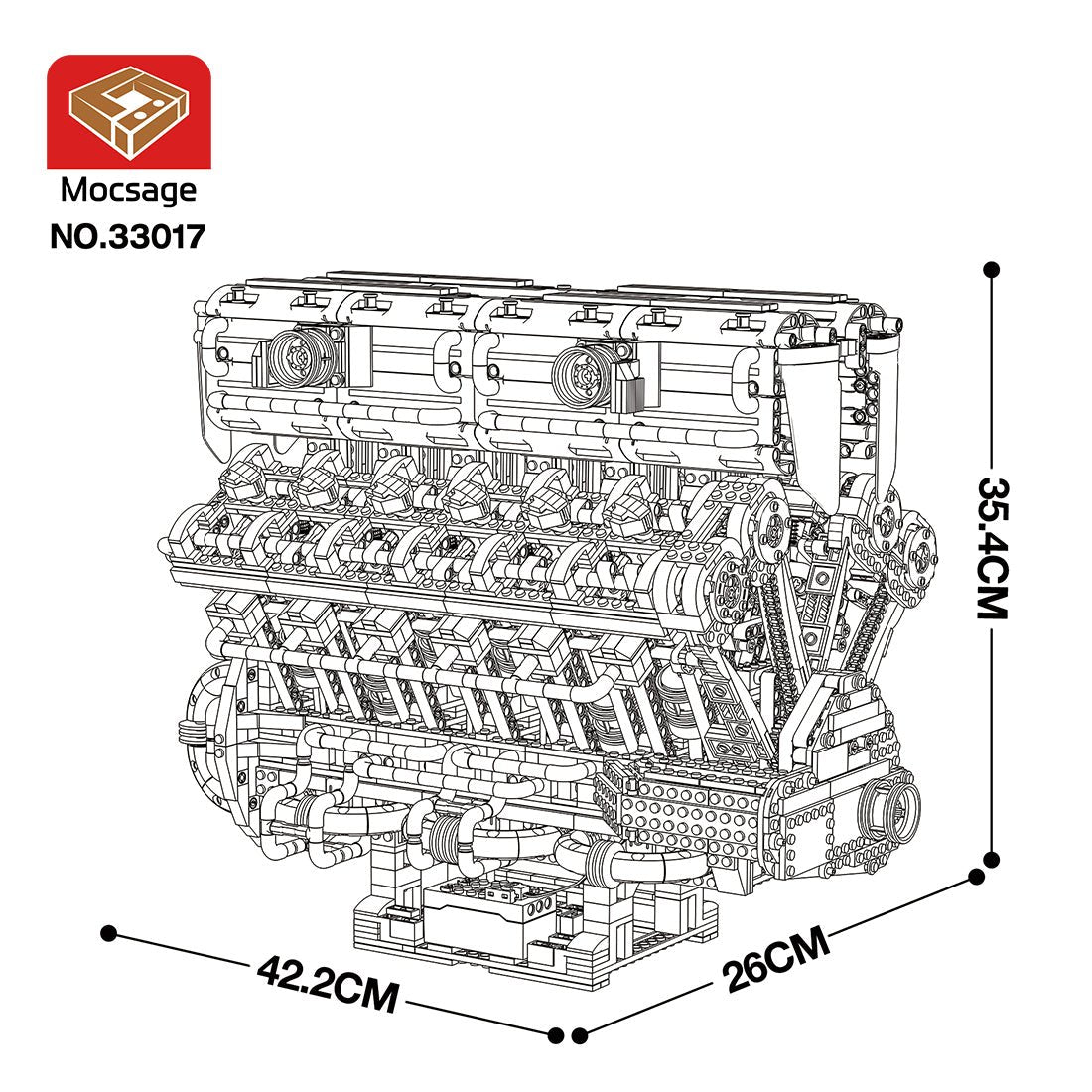 Mocsage 60° V12 Engine Building Blocks - LesDiy - 