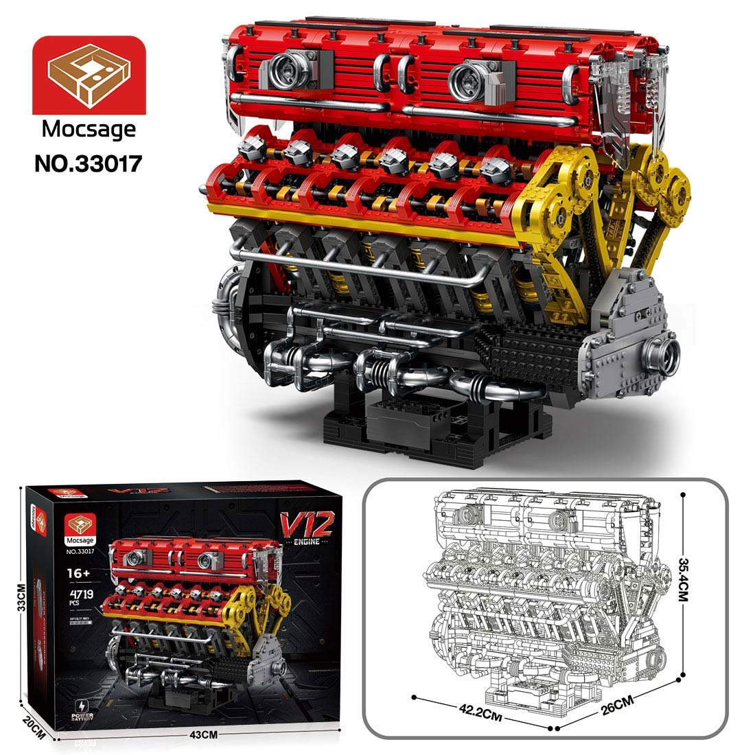 Mocsage 60° V12 Engine Building Blocks - LesDiy - 