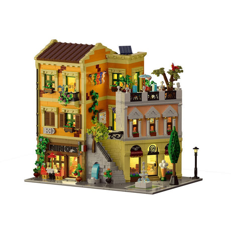 Mocsage Lighted Roman Corner Shop Street Scene Building Blocks - LesDiy - Building Blocks
