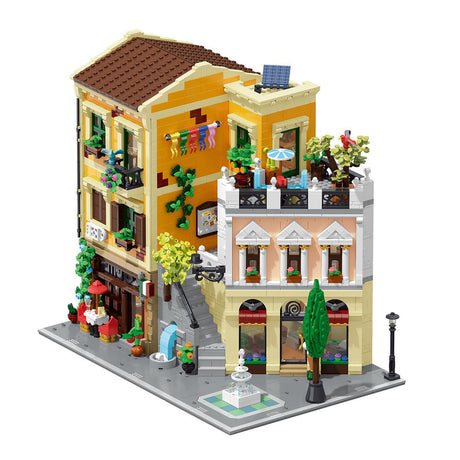 Mocsage Lighted Roman Corner Shop Street Scene Building Blocks - LesDiy - Building Blocks