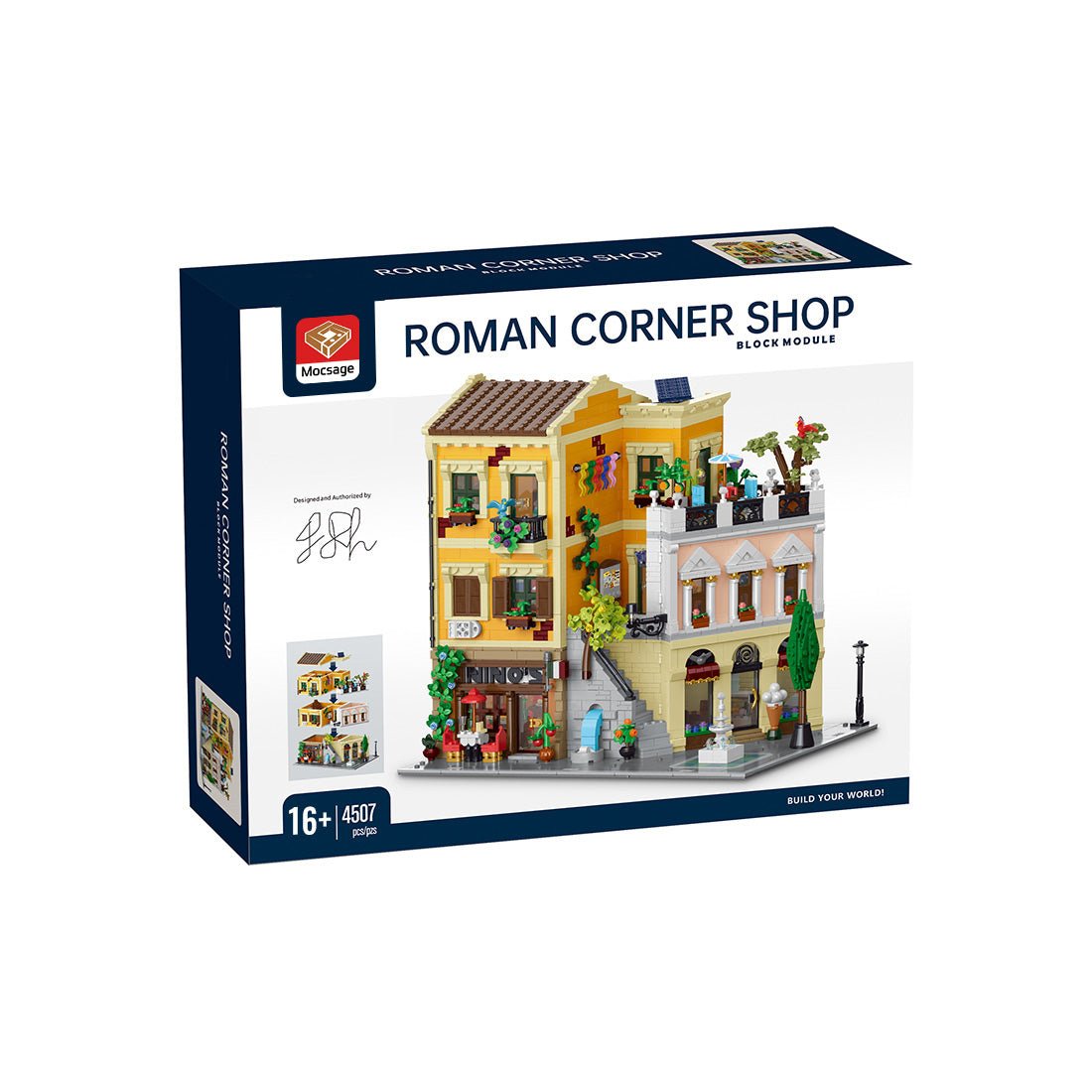 Mocsage Lighted Roman Corner Shop Street Scene Building Blocks - LesDiy - Building Blocks