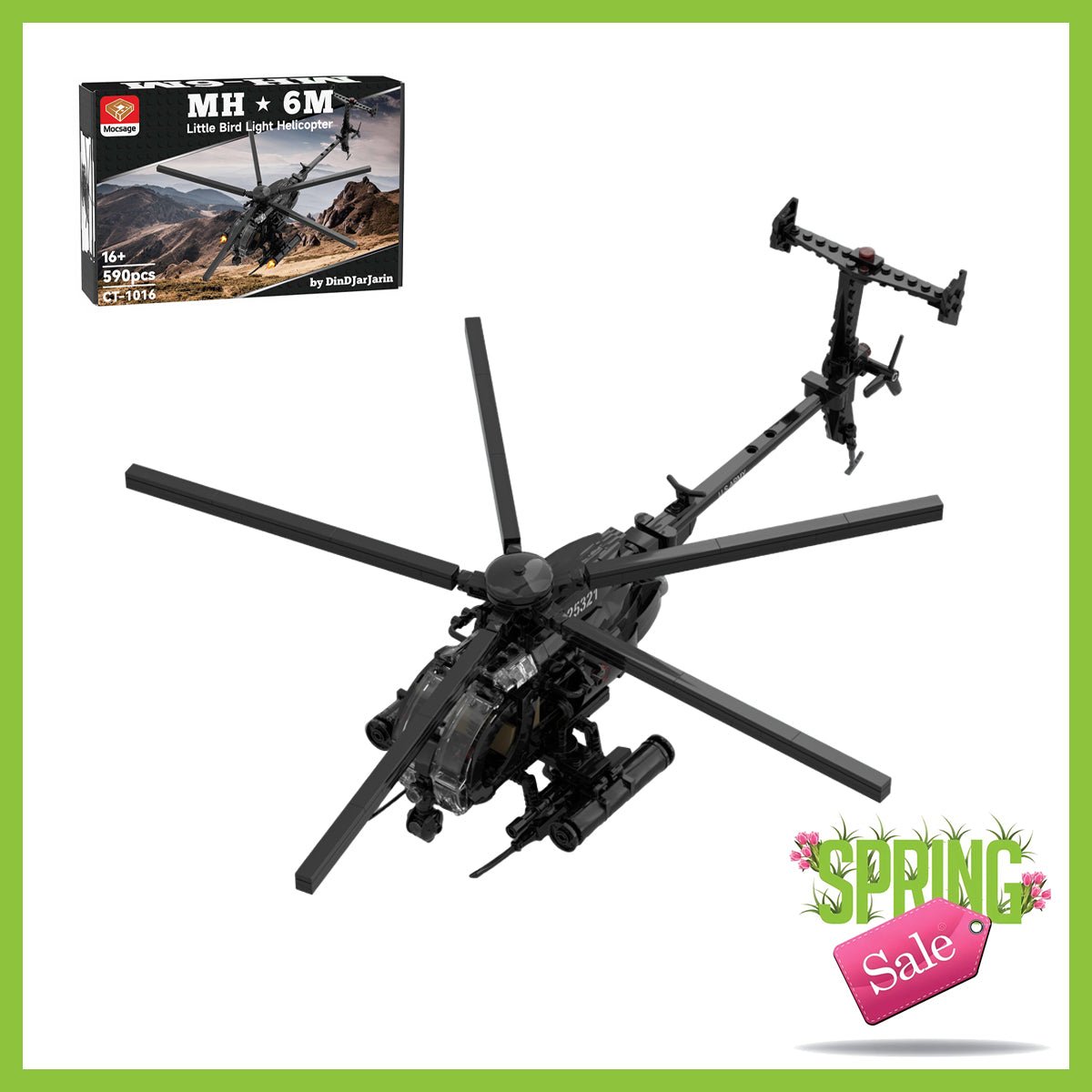 Mocsage MOC-88275 MH-6 Little Bird Helicopter Building Blocks| LesDiy