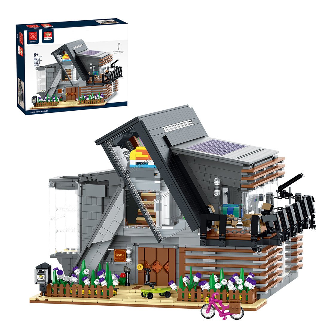 Mocsage Modern Villa with LED Light Building Blocks Set | LesDiy