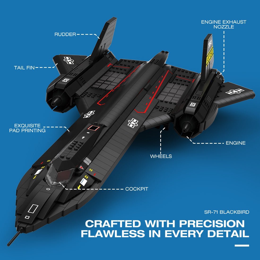 Mocsage SR71 Blackbird Tactical Aircraft Building Blocks Set (US