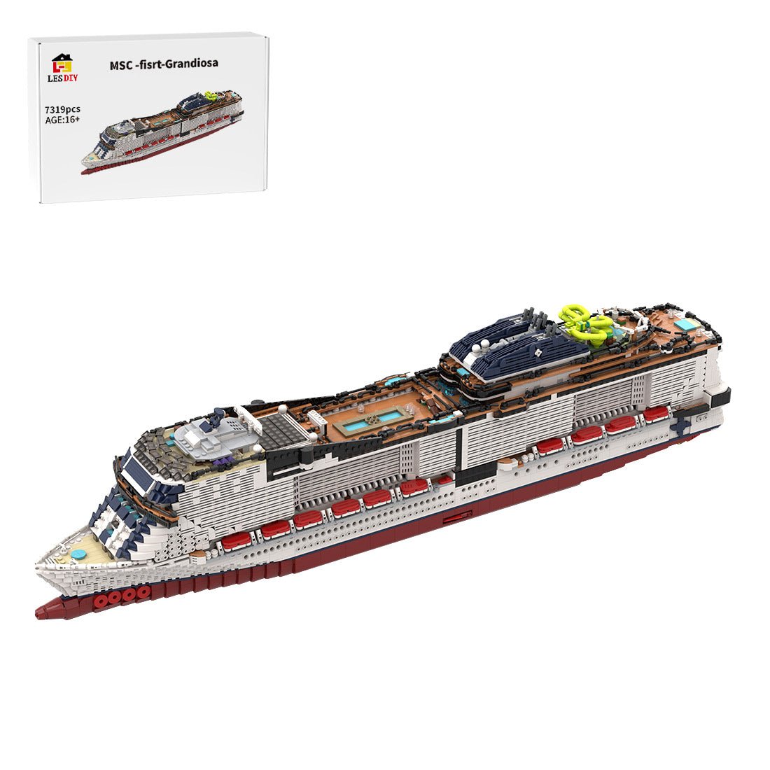 MSC-fisrt-Grandiosa Active Italian Cruise Ship Building Blocks | LesDiy
