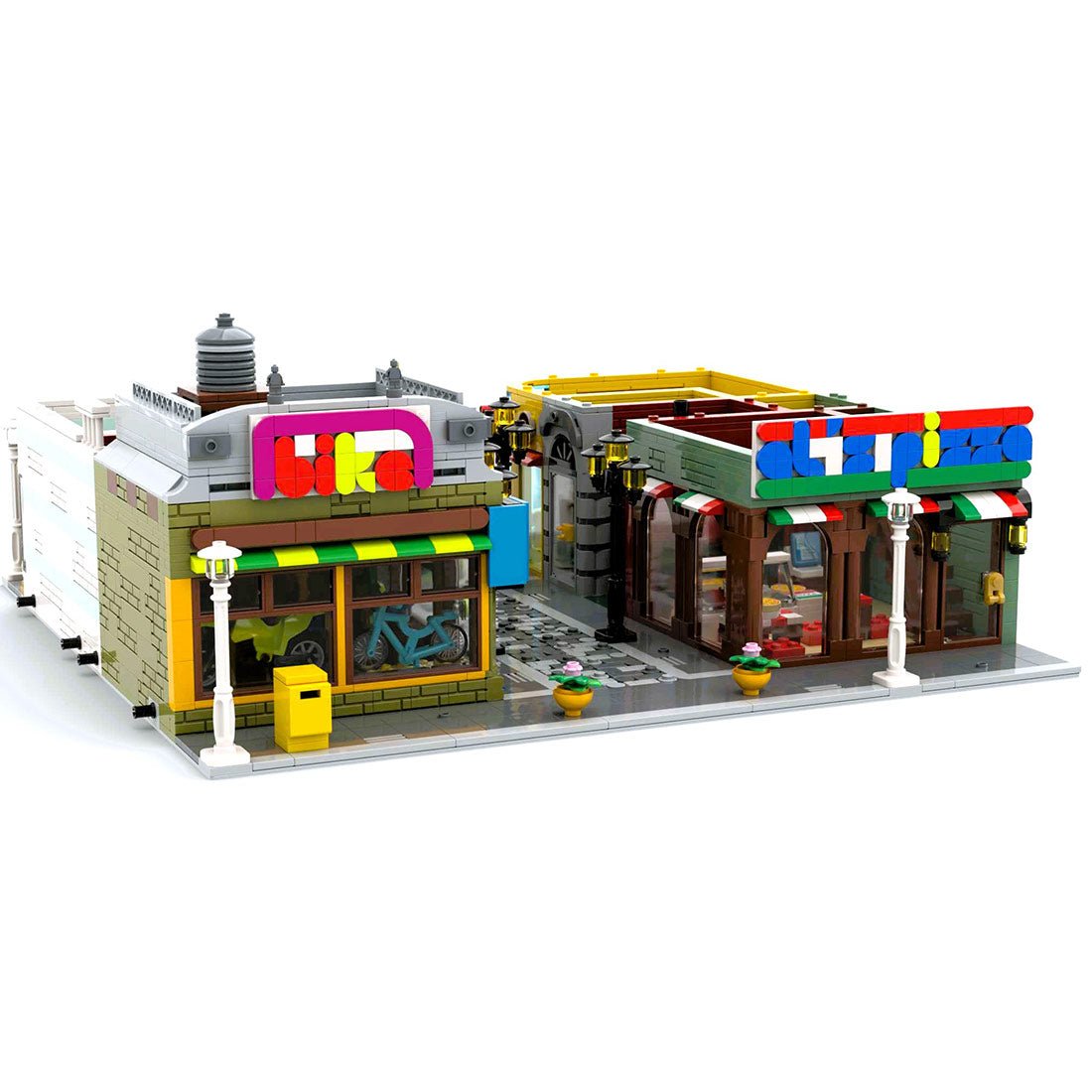 Old Town Shop Diagonal Street Scene Building Blocks Set - LesDiy
