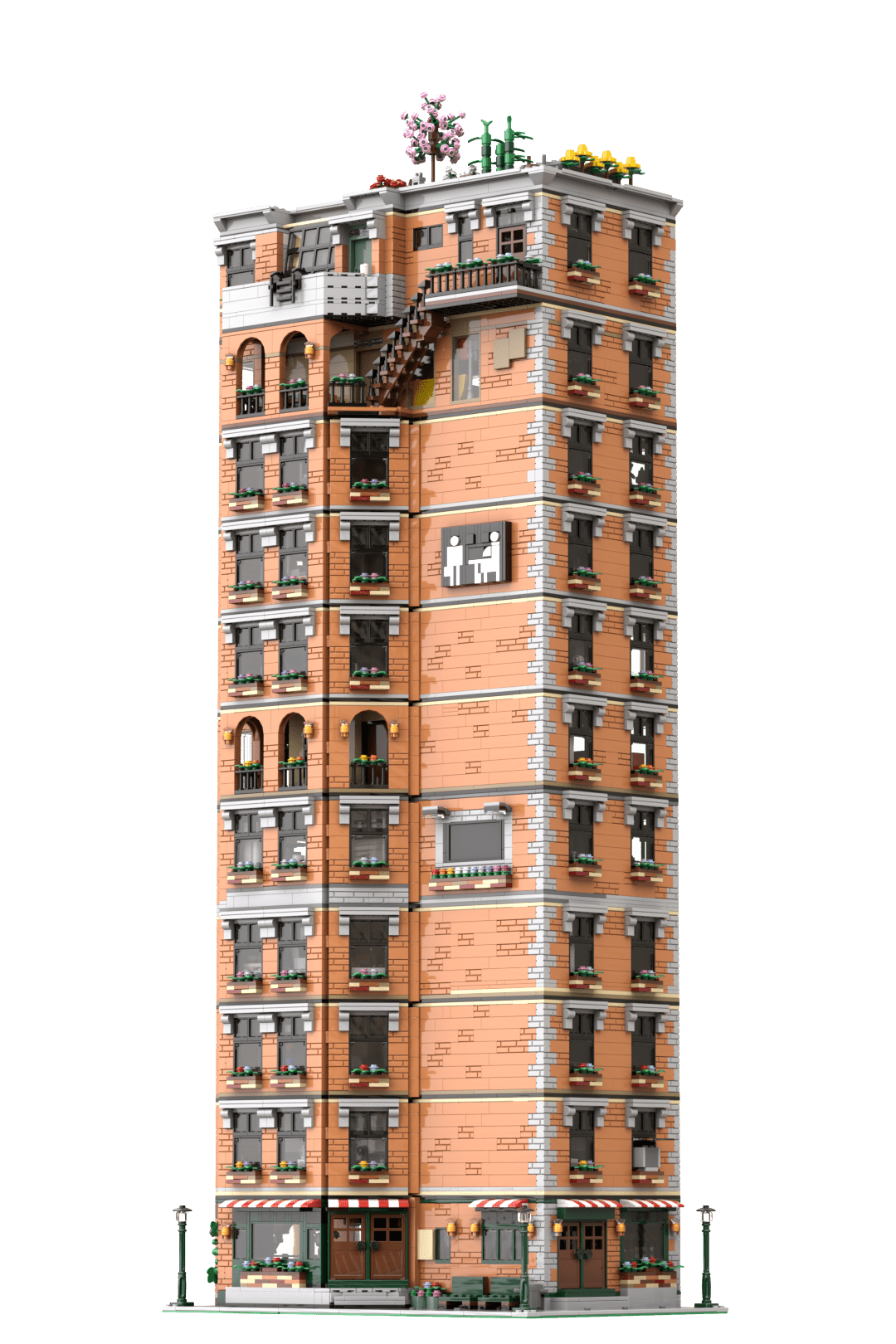 SitComplex Full 11-Story Apartment Building Blocks-LesDiy-MOC-