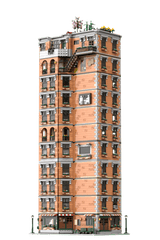 SitComplex Full 11-Story Apartment Building Blocks-LesDiy-MOC-