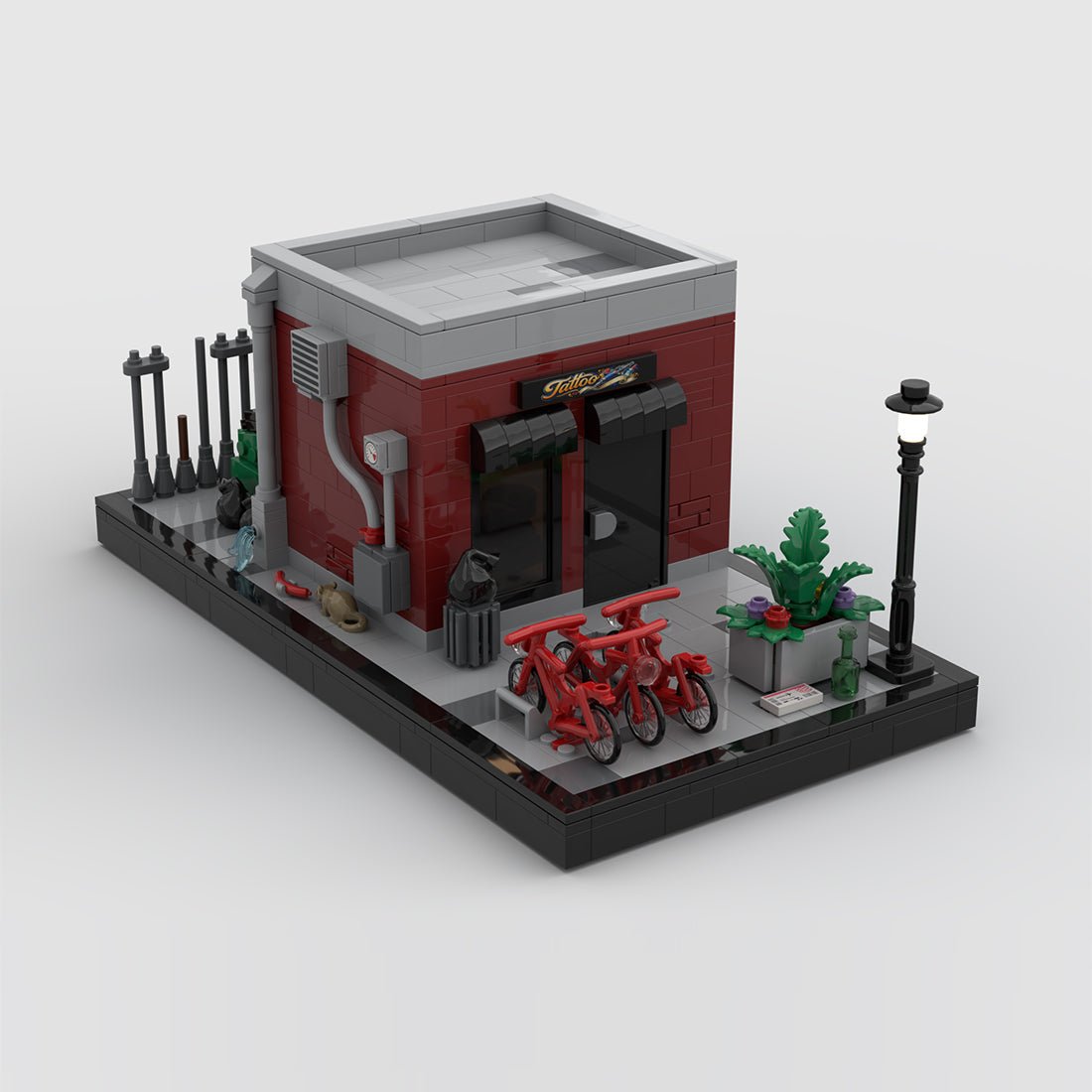 Street View Night Ink Shop Scene Modular Building Blocks - LesDiy - 