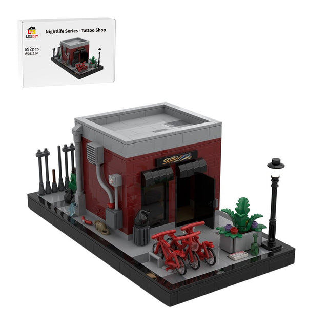 Street View Night Ink Shop Scene Modular Building Blocks - LesDiy - 