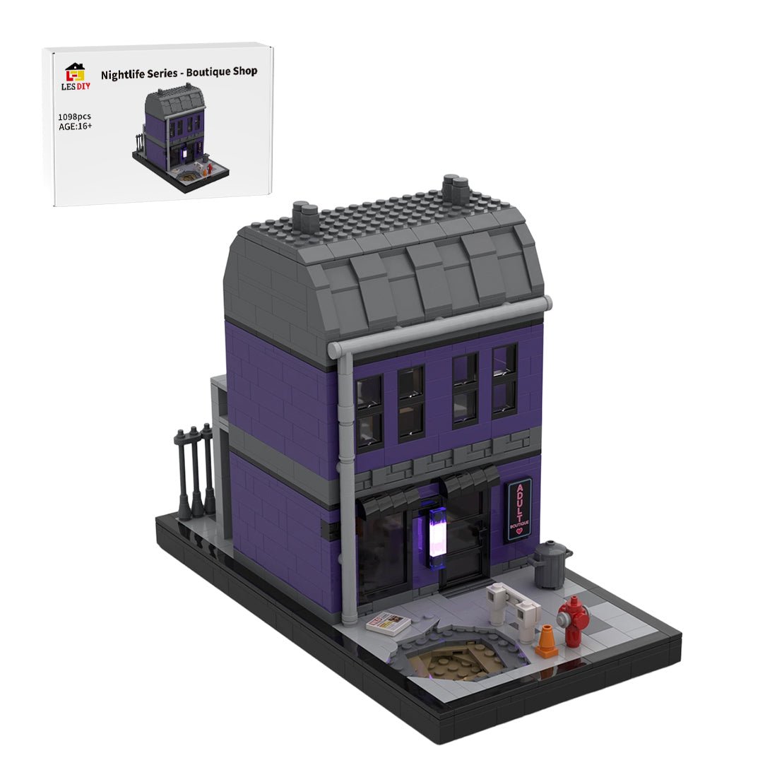 Street View Night Shop Scene Modular Building Blocks - LesDiy - 