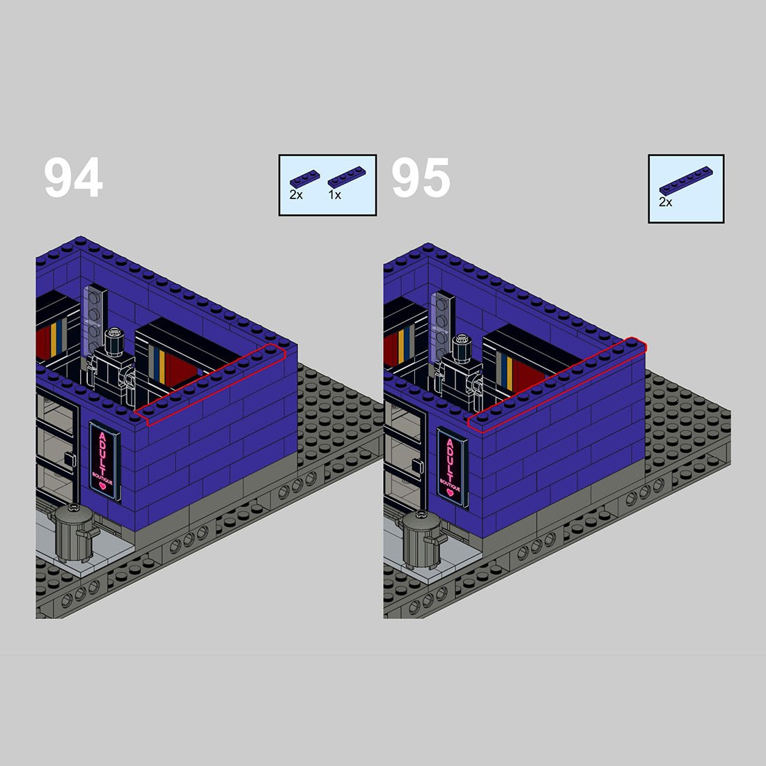 Street View Night Shop Scene Modular Building Blocks - LesDiy - 