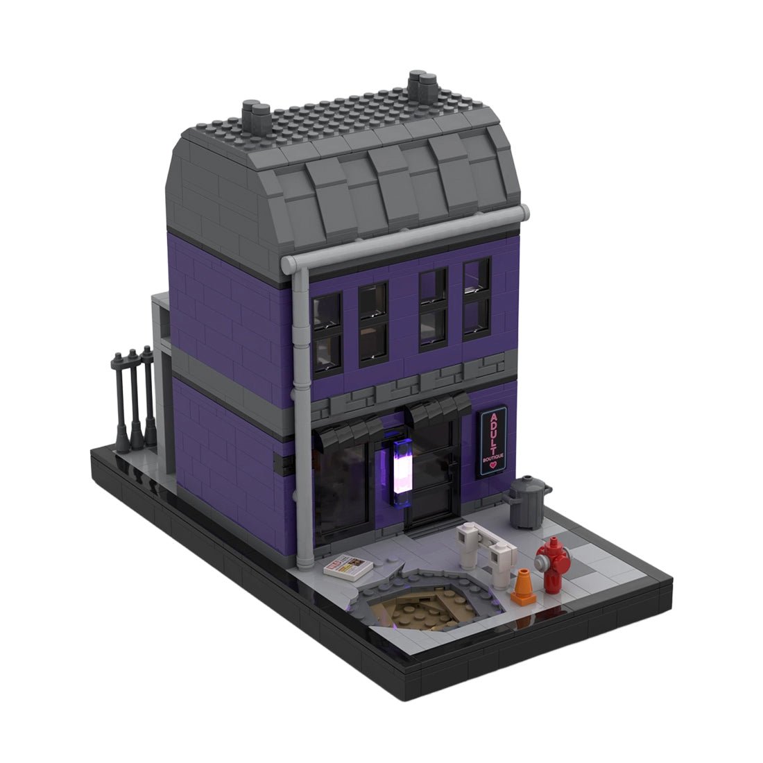 Street View Night Shop Scene Modular Building Blocks - LesDiy - 