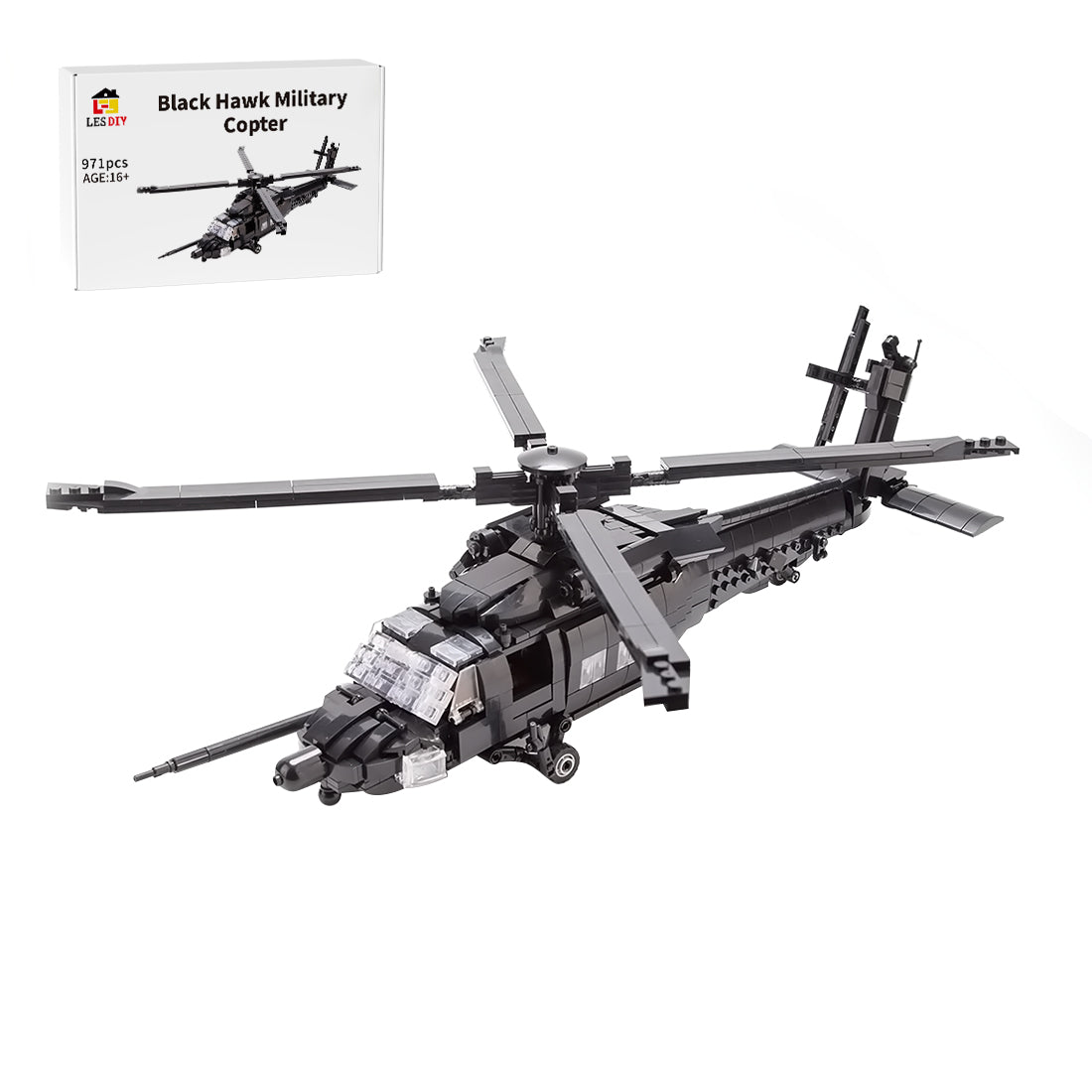 UH60M Black Hawk Military Copter Model DIY Assembly Building Blocks Set - LesDiy - Building Blocks
