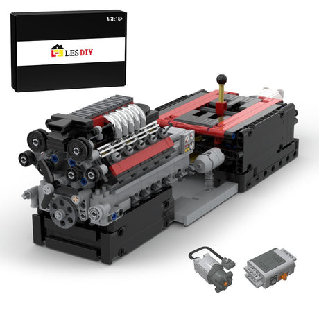 V10 Engine with Gearbox Single Overhead Camshaft (SOHC) Air - Cooled Engine - LesDiy - 