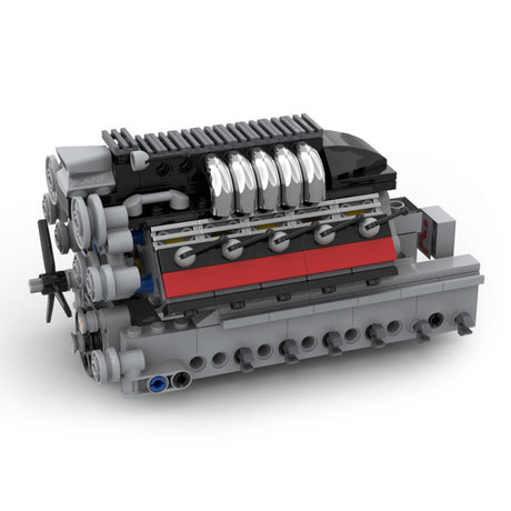 V10 Engine with Gearbox Single Overhead Camshaft (SOHC) Air - Cooled Engine - LesDiy - 