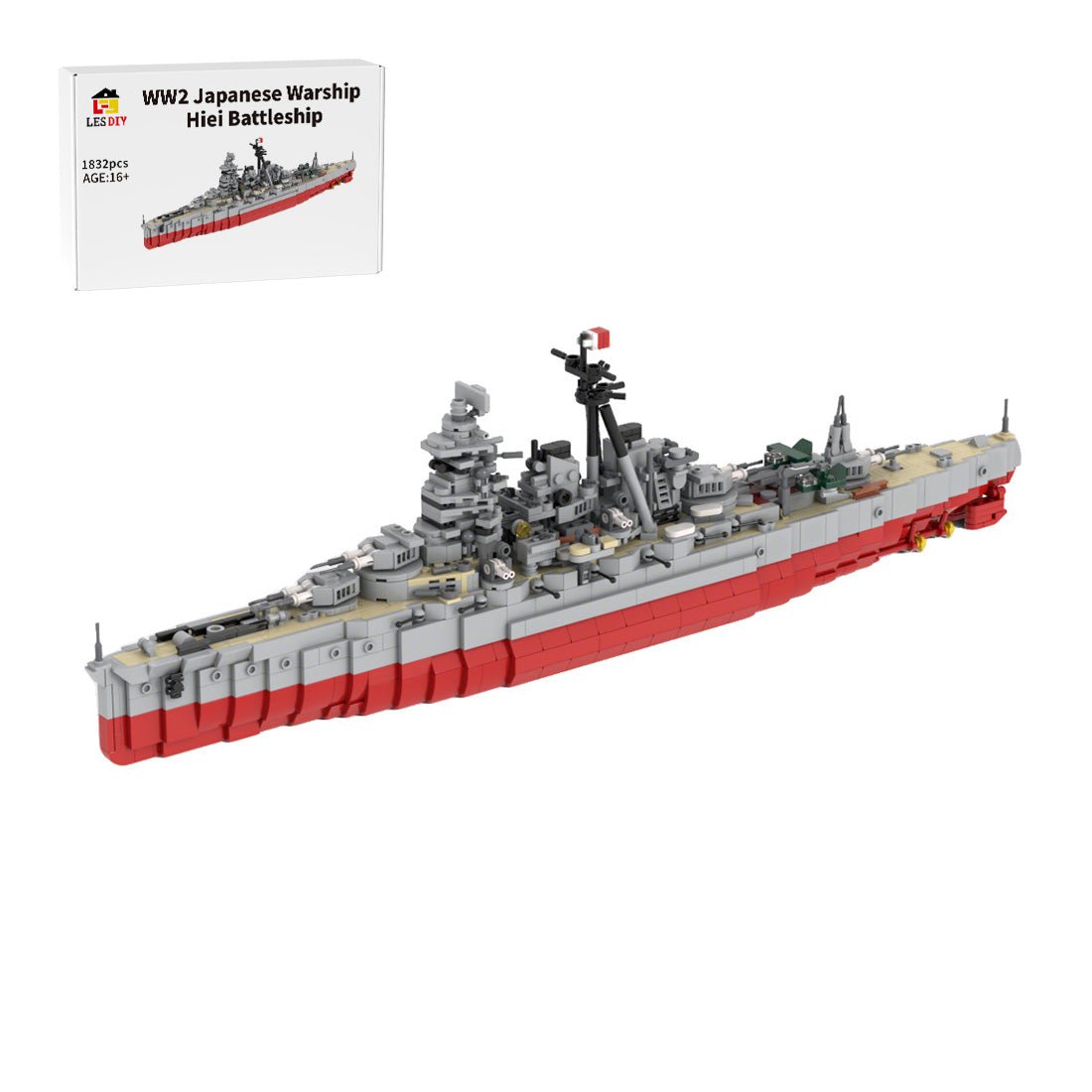 WW2 Japanese Warship Hiei Battleship DIY Military Building Blcoks - LesDiy - 