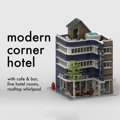 MOC-93345 Moderne Eckhotel-Bausteine