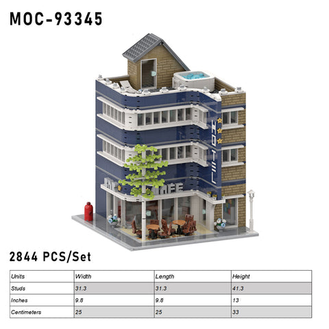 MOC-93345 Modern Corner Hotel Building Blocks